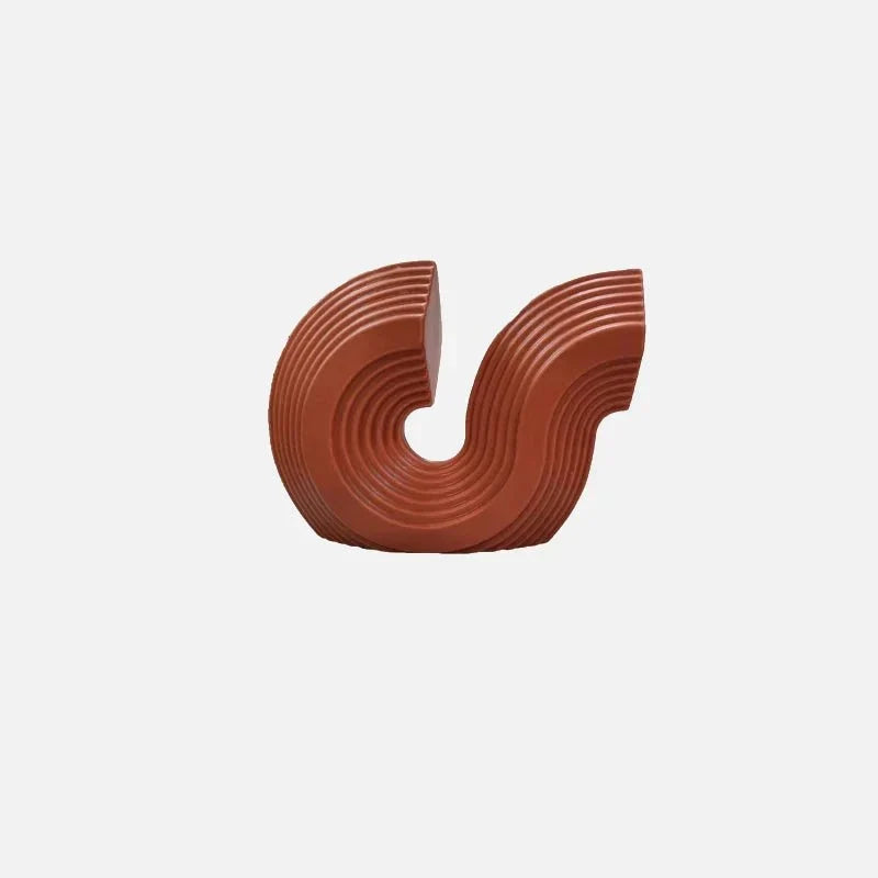 Sculptural Arched Ceramic Grooved Texture Bookend Set