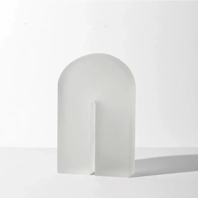 Geometric Polished Crystal Cube Arch Nonslip Bookends