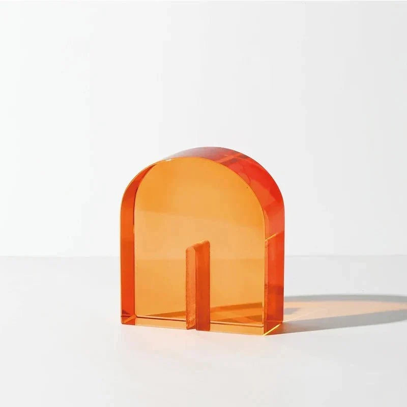 Geometric Polished Crystal Cube Arch Nonslip Bookends
