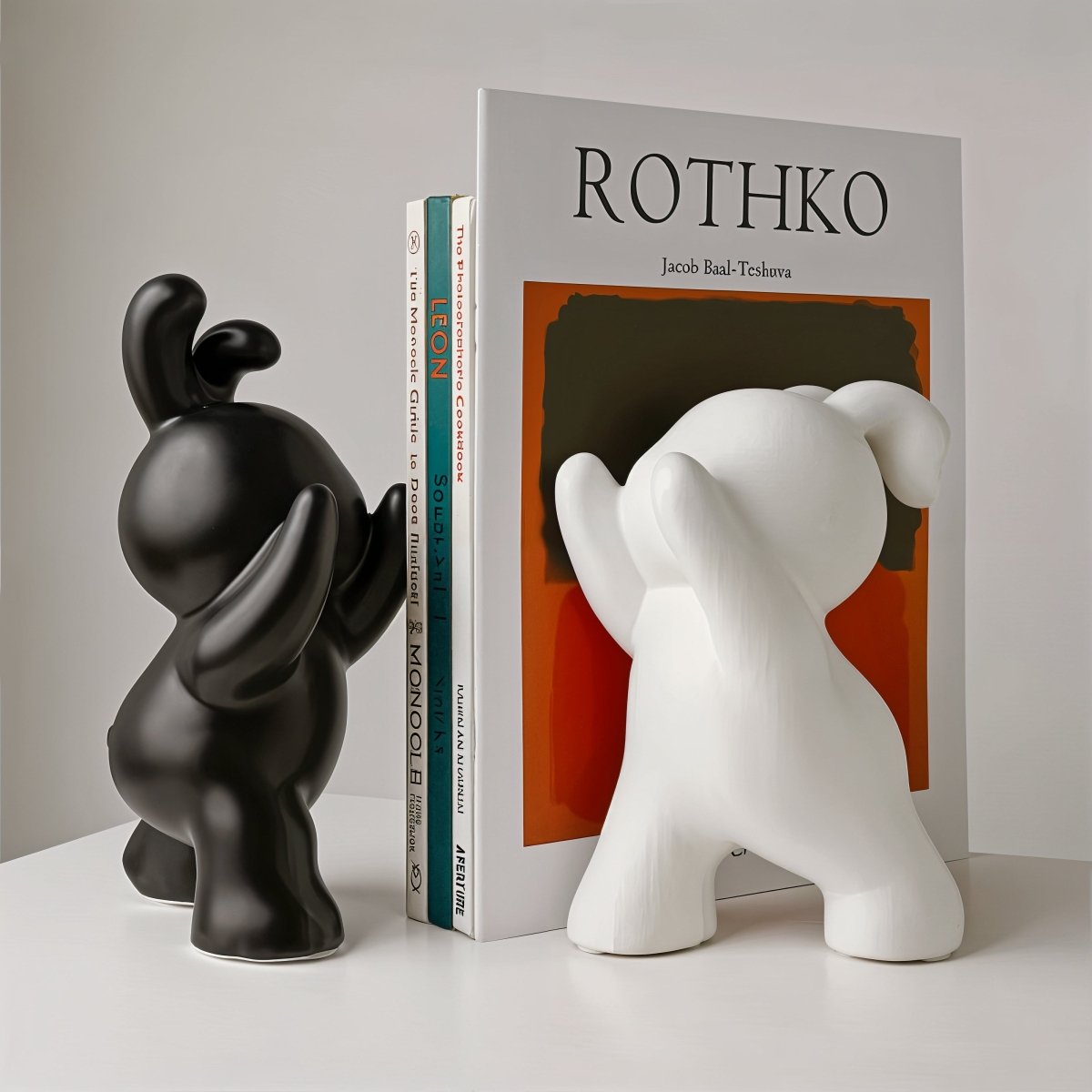 Sculptural Rabbit Shaped Modern Weighted Bookends Set