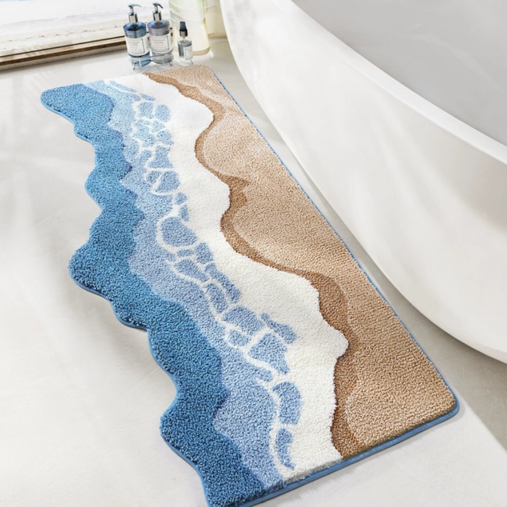 Wavy Ocean Ripple Microfiber Non-Slip Absorbent Bath Mat