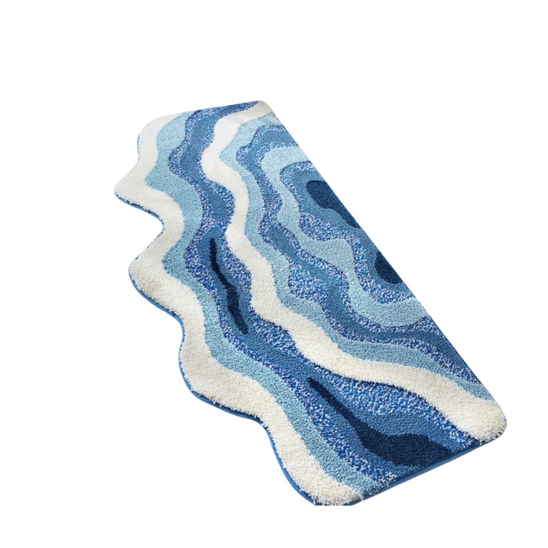 Wavy Ocean Ripple Microfiber Non-Slip Absorbent Bath Mat