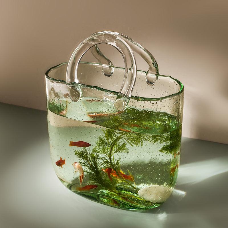 Sculptural Handbag Silhouette Clear Glass Decorative Flower Vase