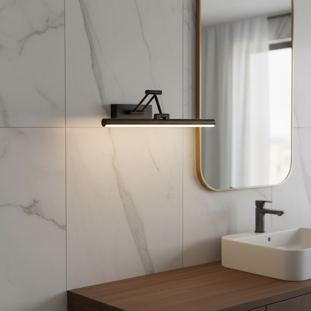 Slim Profile Metal Acrylic Moisture Resistant Mirror Wall Light