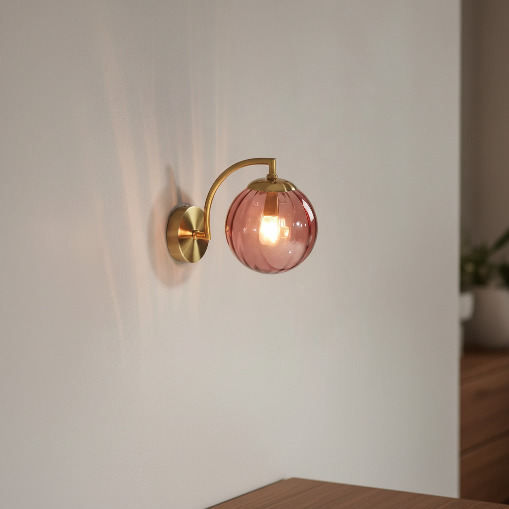 Nordic Minimalist Slim Glass Sphere Metal Wall Light