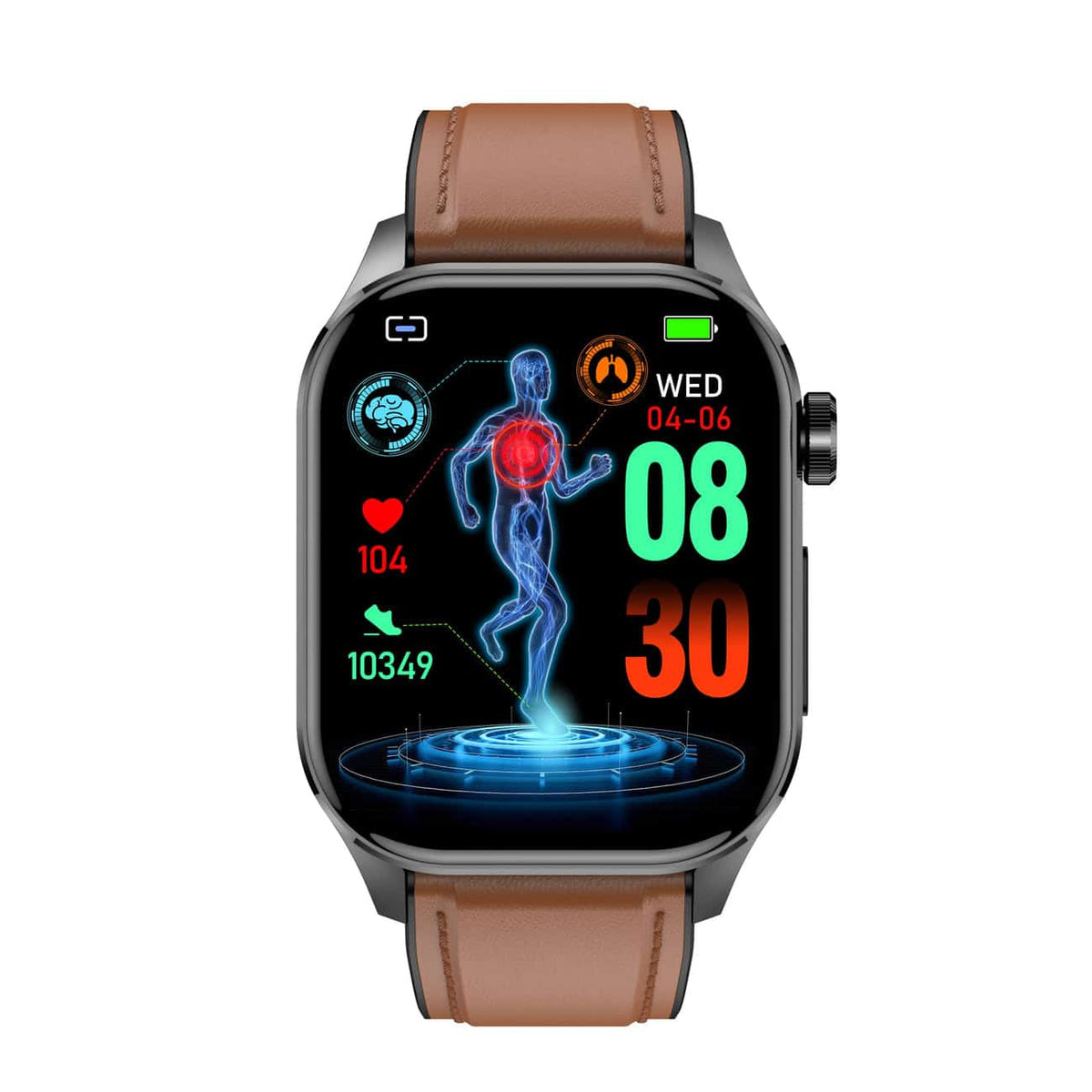 Compact Touchscreen Health Monitoring Smartwatch With ECG Blood Pressure Tracking