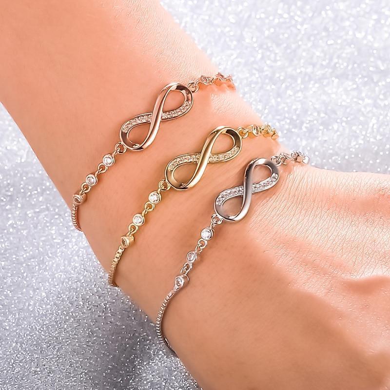 Minimalist Silver Infinity Symbol Adjustable Handcrafted Chain Bracelet