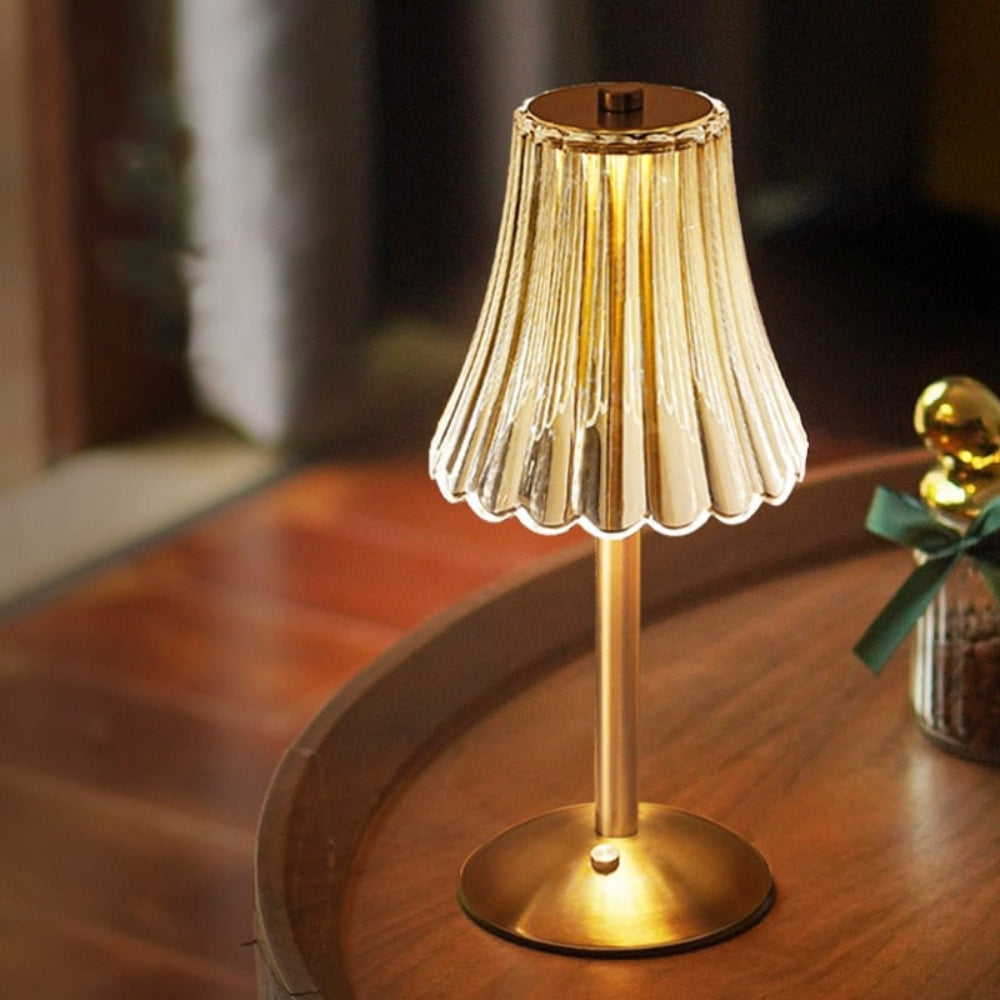 Crystal Faceted Cordless Rechargeable Dimmable Touch Control Table Lamp