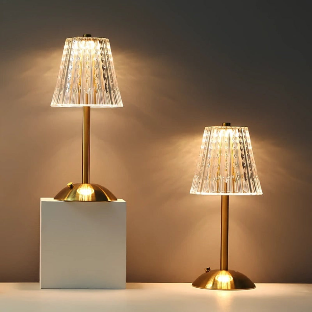 Crystal Faceted Cordless Rechargeable Dimmable Touch Control Table Lamp