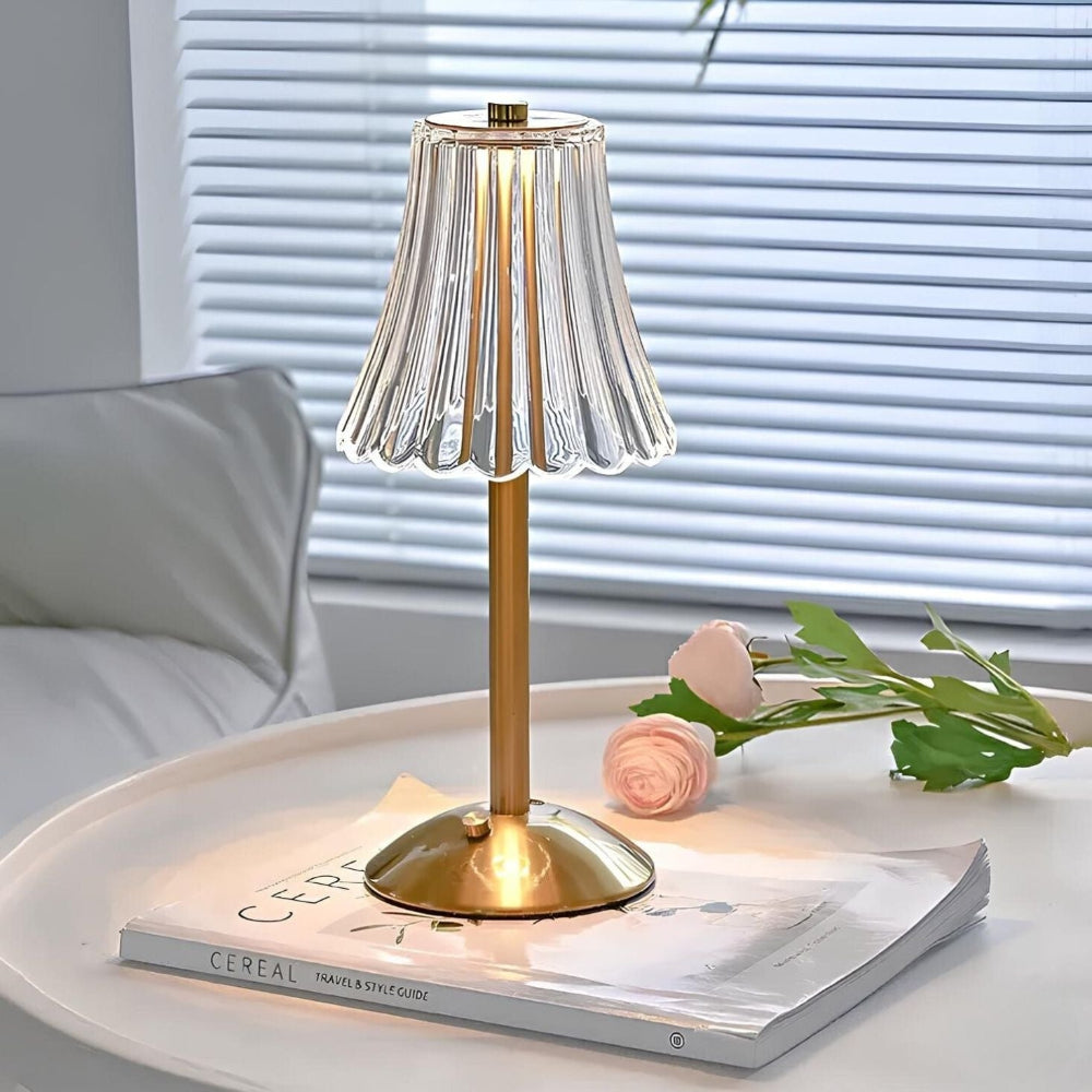 Crystal Faceted Cordless Rechargeable Dimmable Touch Control Table Lamp