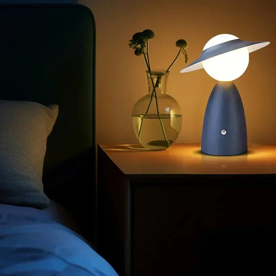 Playful Hat Silhouette Metal Touch Dimmable Wireless Table Lamp